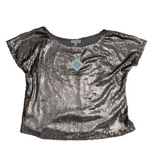 Hayden Los Angeles Fully Silver Sequined‎ Short Sleeve Blouse Size Small 1920